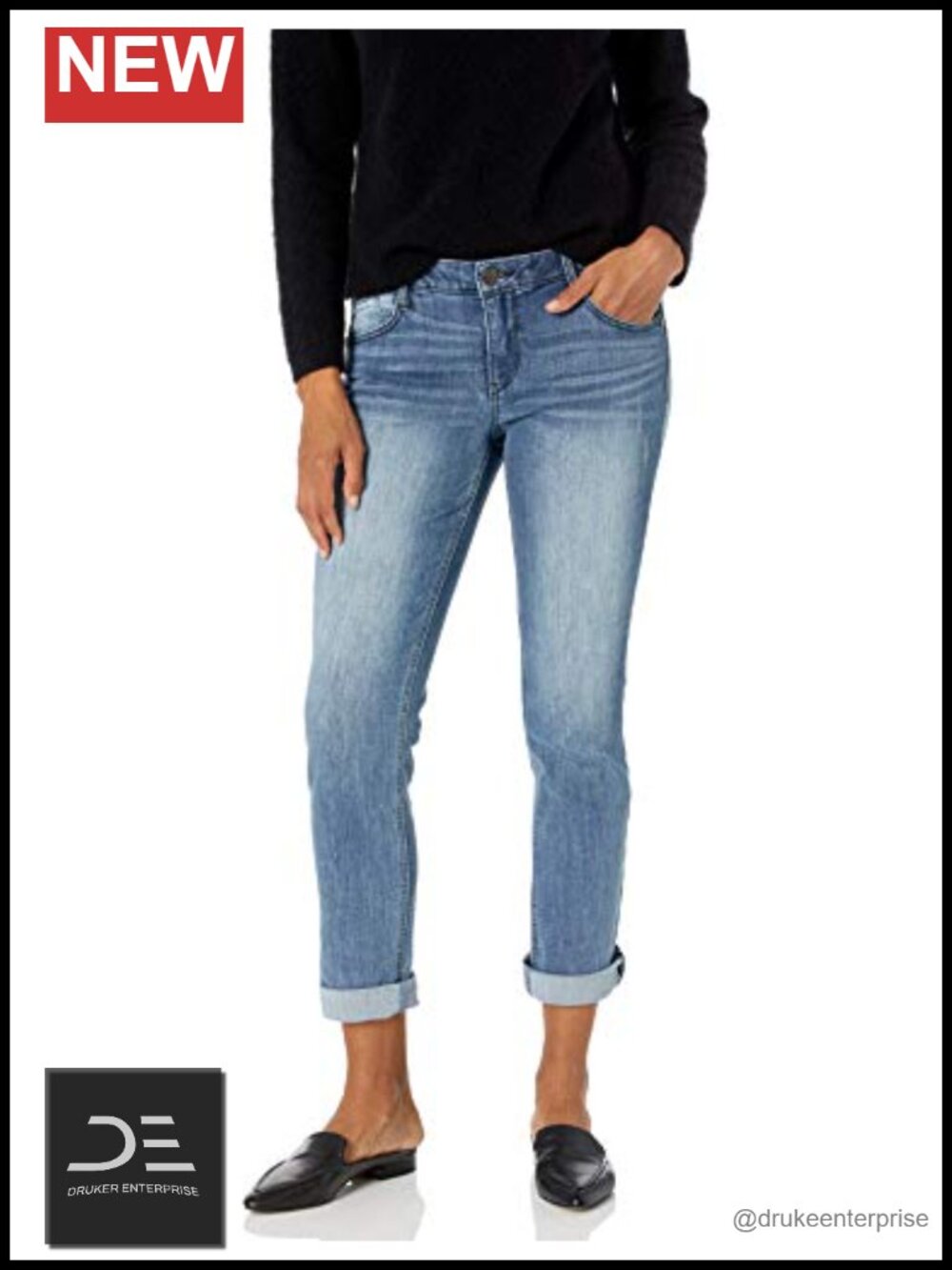 Democracy Ab-solution Girlfriend Jeans Womens Mid Rise Cotton Stretch Denim